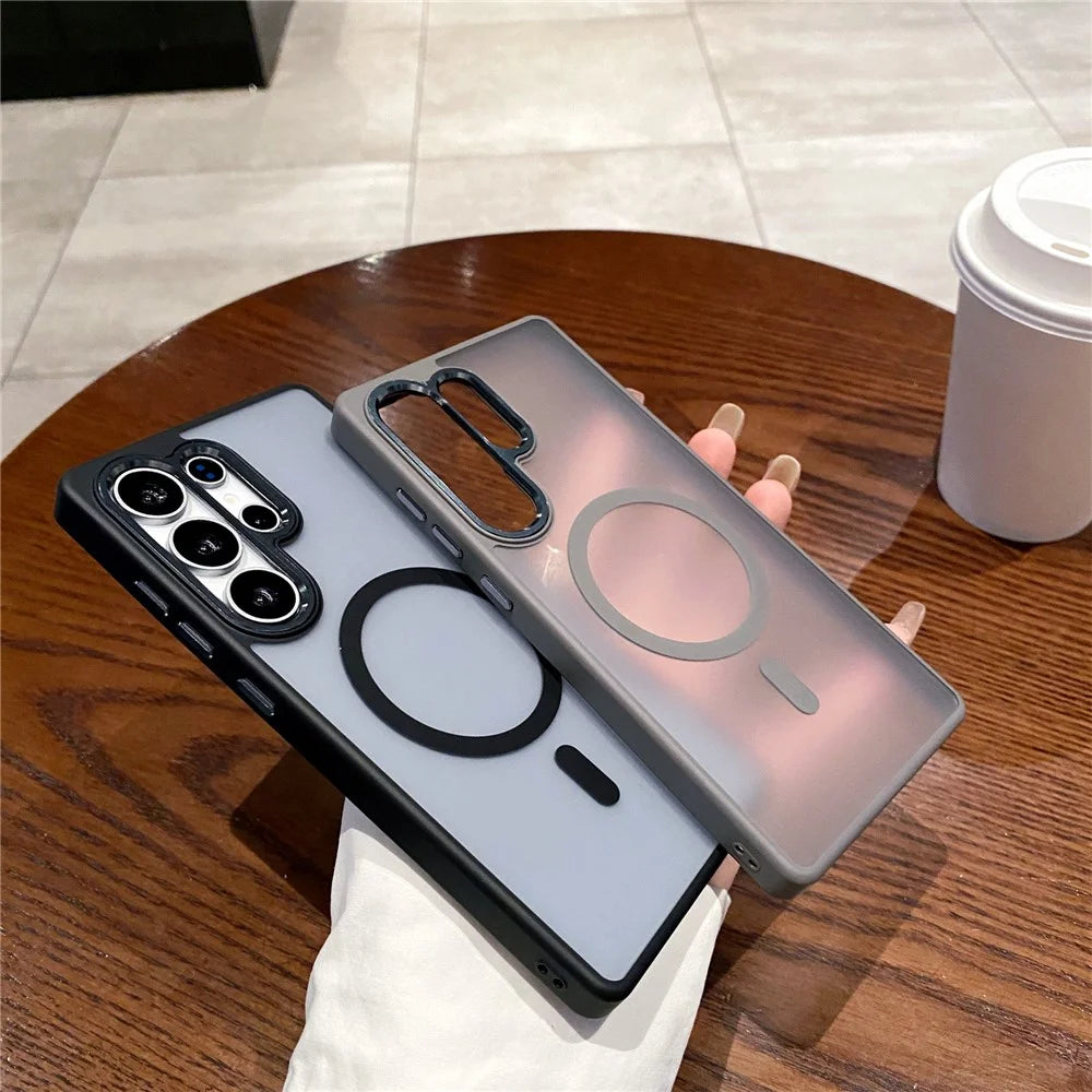 For Samsung Galaxy S25 Ultra Magnetic Case Skin Feel Hybrid Phone Back Cover - Black - 2