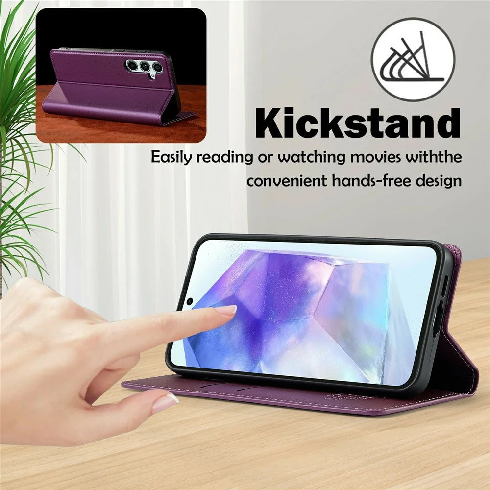 LC.IMEEKE L1 Series for Samsung Galaxy A36 5G Case PU Leather Wallet Stand Protective Phone Cover - Purple - 7