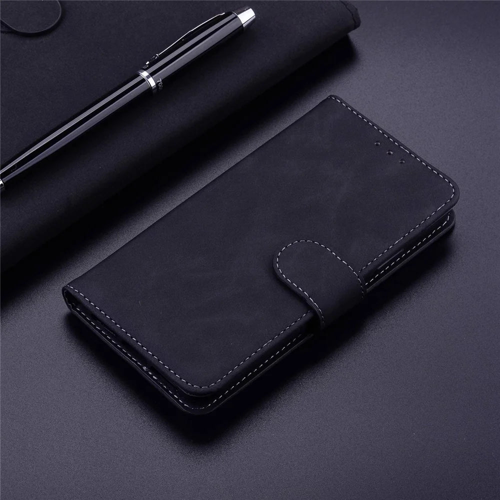 For Samsung Galaxy M13 4G Shockproof Wallet Mobile Phone Case PU Leather Magnetic Drop Protection Stand Phone Cover - Black - 5