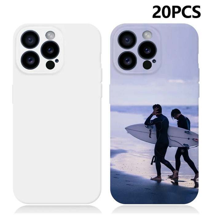 20Pcs / Pack For iPhone 15 Pro Max Case Support Heat Transfer 3D Film Coating Soft TPU Phone Shell - 1