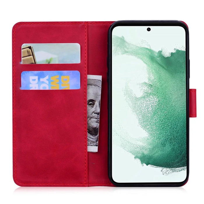 Tiger Pattern Imprinted Cover for Samsung Galaxy M13 4G, PU Leather Drop-proof Phone Stand Case Protective Shell with Wallet - Red - 2