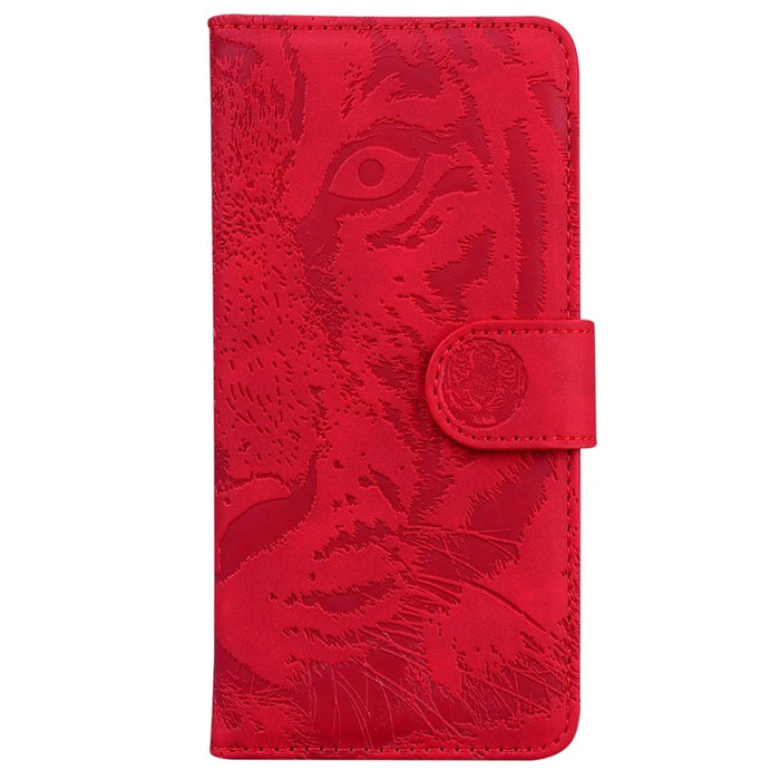 Tiger Pattern Imprinted Cover for Samsung Galaxy M13 4G, PU Leather Drop-proof Phone Stand Case Protective Shell with Wallet - Red - 6