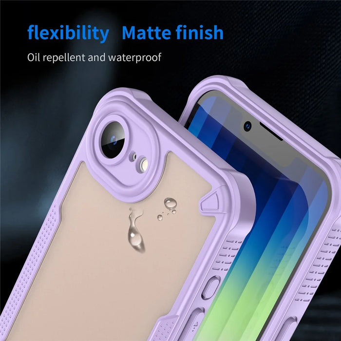 For iPhone 17e / 16e Case Hybrid Frosted Phone Back Cover - Purple - 7