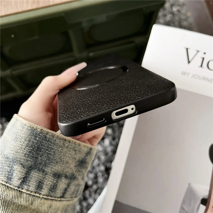 For Samsung Galaxy S25 Magnetic Case Litchi Texture PU Leather + TPU Phone Back Cover - Black - 6