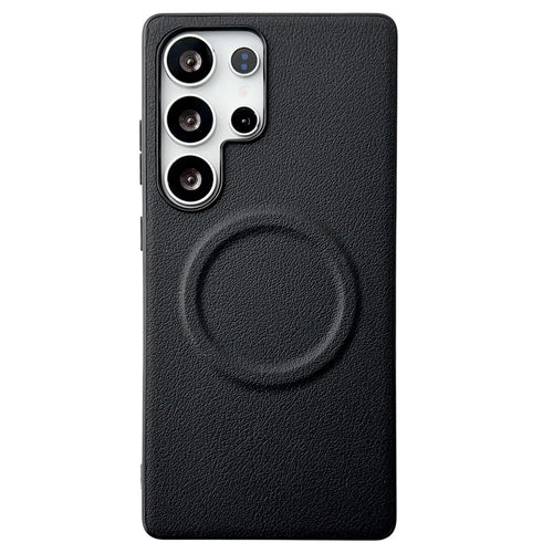 For Samsung Galaxy S25 Ultra Magnetic Case PU + TPU Phone Back Cover - Black - 1