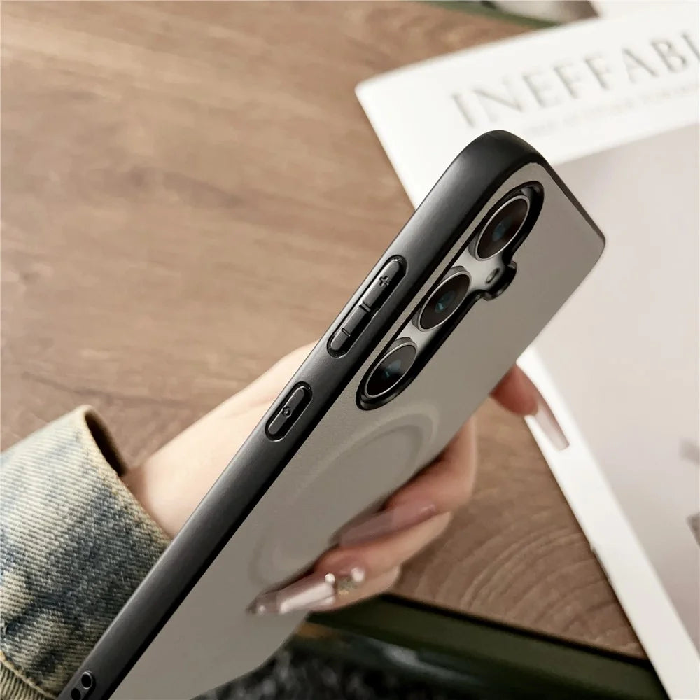 For Samsung Galaxy S25+ Magnetic Case PU + TPU Phone Back Cover - Black - 5
