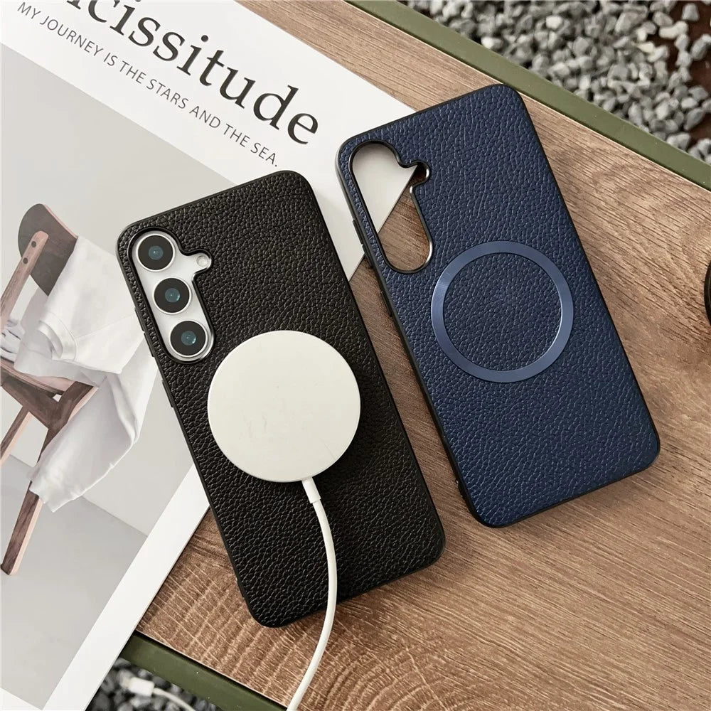 For Samsung Galaxy A16 5G / 4G Magnetic Case Litchi Texture PU Leather + TPU Phone Back Cover - Black - 3