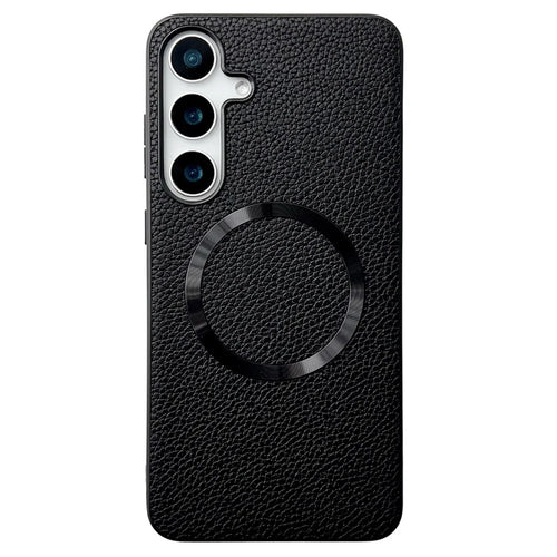 For Samsung Galaxy A26 5G Magnetic Case Litchi Texture PU Leather + TPU Phone Back Cover - Black - 1