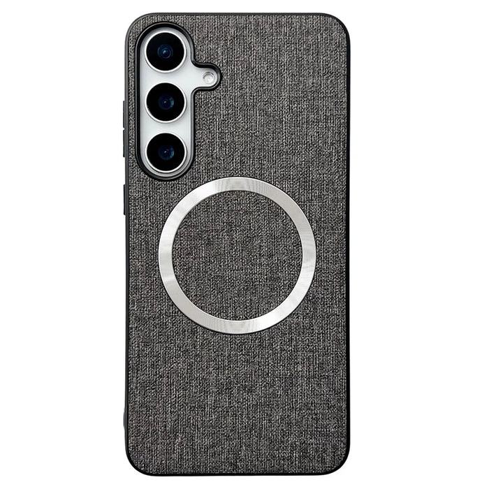 For Samsung Galaxy A36 5G Magnetic Case Drop-Proof TPU + Cloth Back Phone Cover - Grey - 1