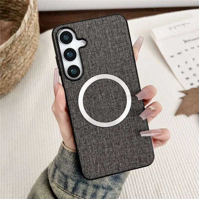 For Samsung Galaxy A36 5G Magnetic Case Drop-Proof TPU + Cloth Back Phone Cover - Grey - 2