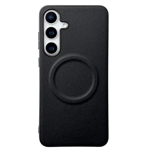 For Samsung Galaxy A26 5G Magnetic Case PU + TPU Phone Back Cover - Black - 1