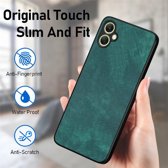 For Samsung Galaxy A05 4G Case Shockproof Slim Retro Leather Phone Back Cover - Green - 4