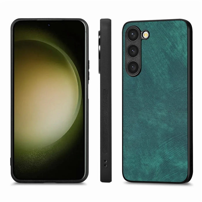 For Samsung Galaxy S22+ 5G Case Shockproof Slim Retro Leather Phone Back Cover - Green - 2