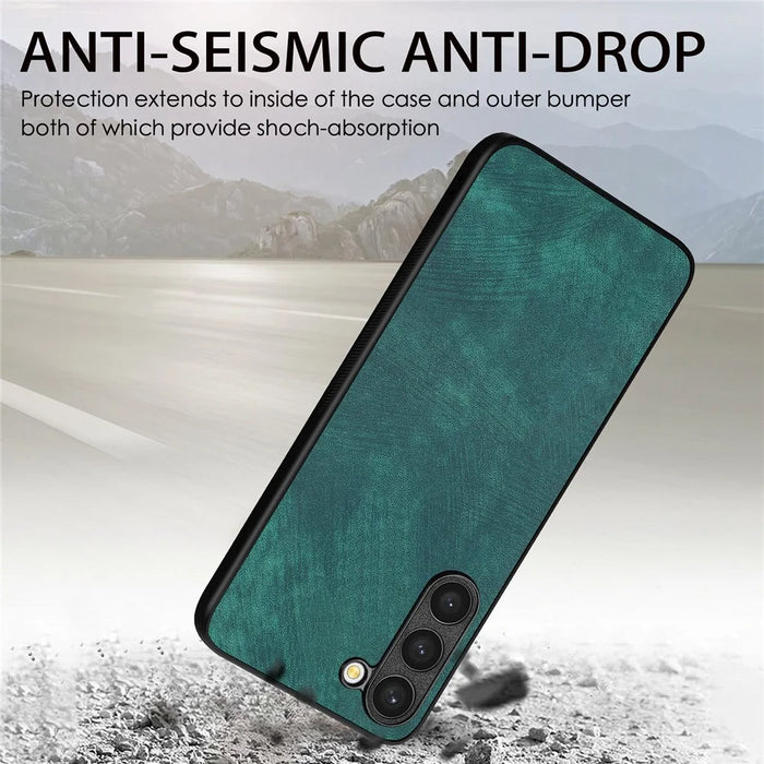 For Samsung Galaxy S22+ 5G Case Shockproof Slim Retro Leather Phone Back Cover - Green - 4