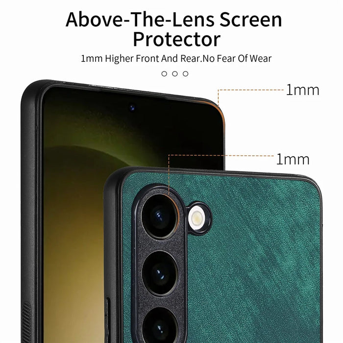 For Samsung Galaxy S22+ 5G Case Shockproof Slim Retro Leather Phone Back Cover - Green - 7