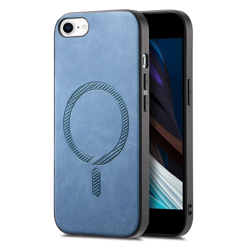For iPhone 17e / 16e Leather Back Case Compatible with MagSafe Skin-Touch Phone Cover - Blue - 1