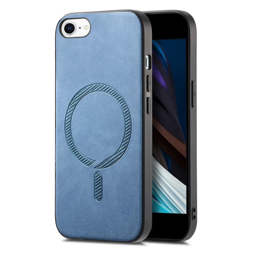For iPhone 17e / 16e Leather Back Case Compatible with MagSafe Skin-Touch Phone Cover - Blue - 1
