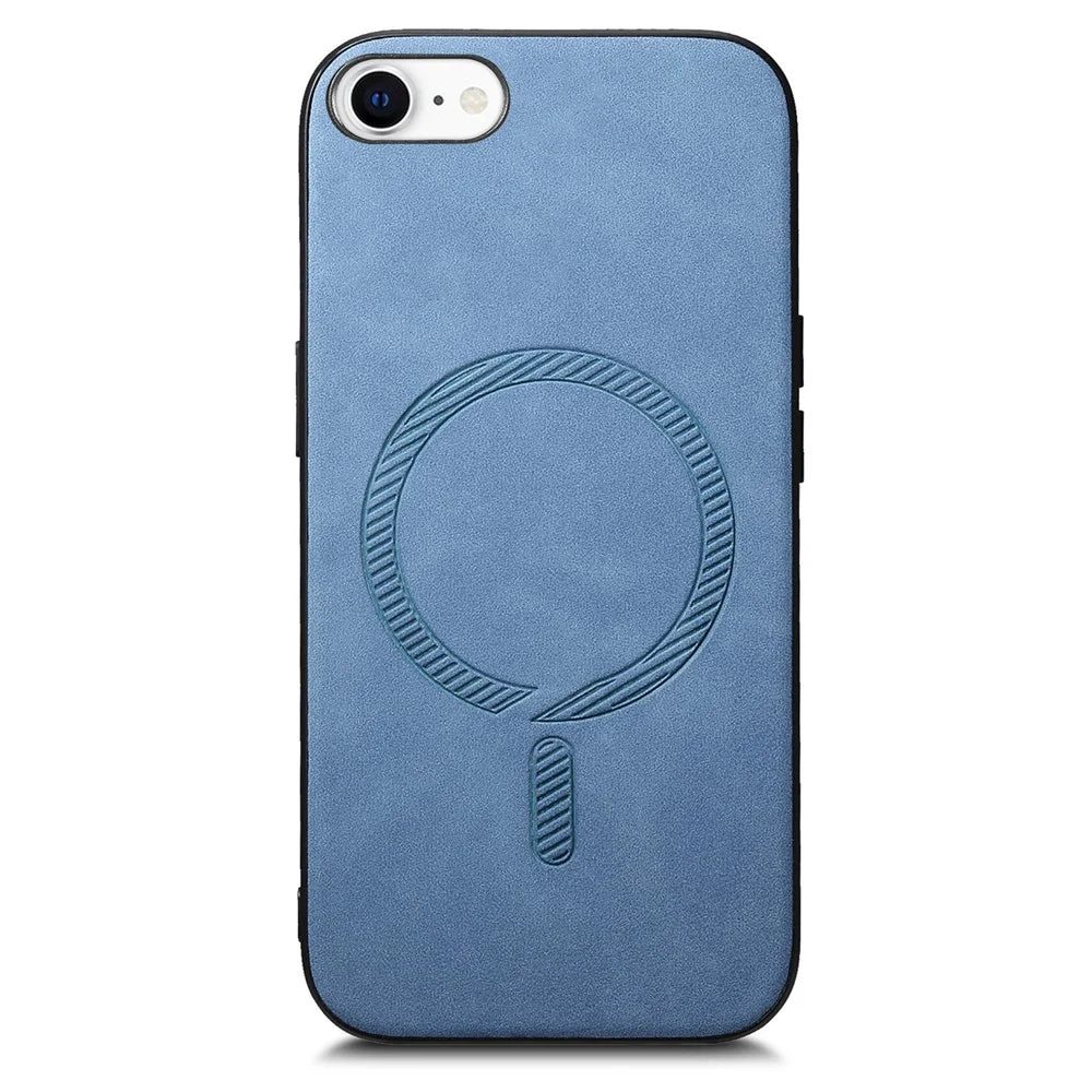 For iPhone 17e / 16e Leather Back Case Compatible with MagSafe Skin-Touch Phone Cover - Blue - 2