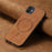 For iPhone 12 6.1 inch Leather Back Case Compatible with MagSafe Skin-touch Phone Cover - Brown - 3