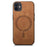 For iPhone 12 6.1 inch Leather Back Case Compatible with MagSafe Skin-touch Phone Cover - Brown - 4