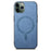 For iPhone 11 Pro Max Leather Back Case Compatible with MagSafe Skin-touch Phone Cover - Blue - 2