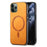 For iPhone 11 Pro Leather Back Case Compatible with MagSafe Skin-touch Phone Cover - Yellow - 1