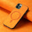 For iPhone 11 Pro Leather Back Case Compatible with MagSafe Skin-touch Phone Cover - Yellow - 4