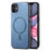For iPhone 11 Leather Back Case Compatible with MagSafe Skin-touch Phone Cover - Blue - 1