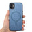 For iPhone 11 Leather Back Case Compatible with MagSafe Skin-touch Phone Cover - Blue - 3