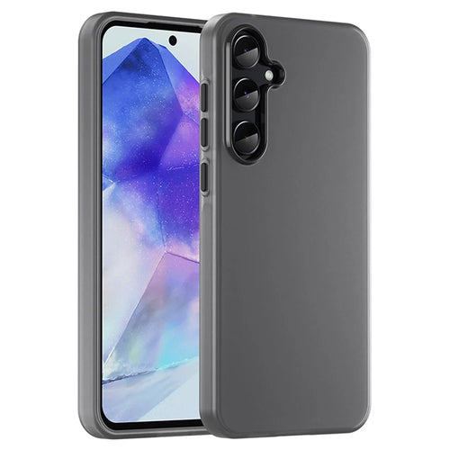 For Samsung Galaxy A55 5G Case TPU + PC Phone Back Cover Matte Translucent Design - Black - 1