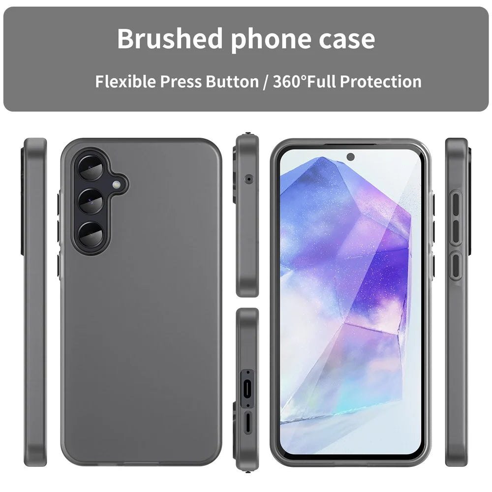 For Samsung Galaxy A55 5G Case TPU + PC Phone Back Cover Matte Translucent Design - Black - 3