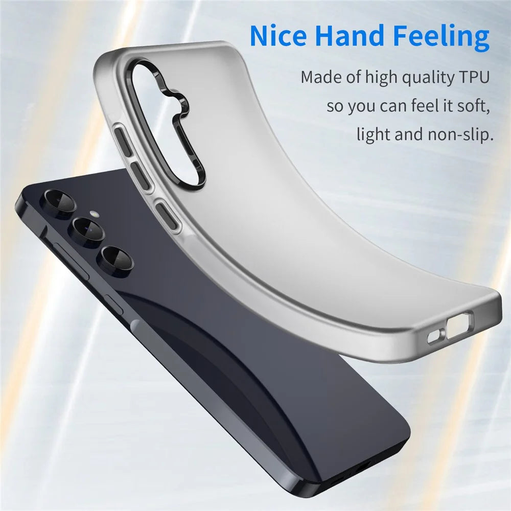 For Samsung Galaxy A55 5G Case TPU + PC Phone Back Cover Matte Translucent Design - Black - 4
