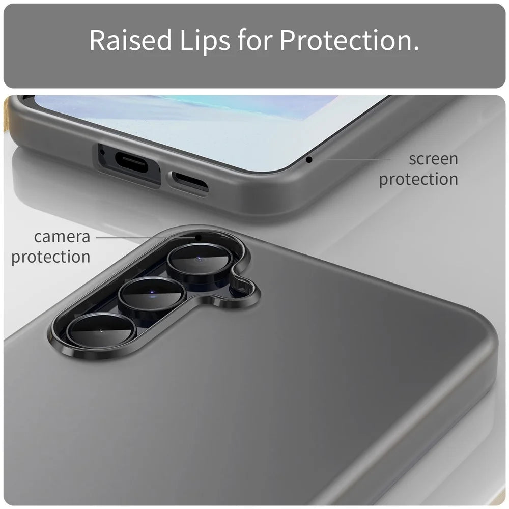 For Samsung Galaxy A55 5G Case TPU + PC Phone Back Cover Matte Translucent Design - Black - 6