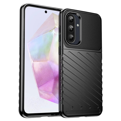 For Samsung Galaxy A36 5G / A56 5G Case Twill Texture TPU Shockproof Protective Phone Cover - Black - 1