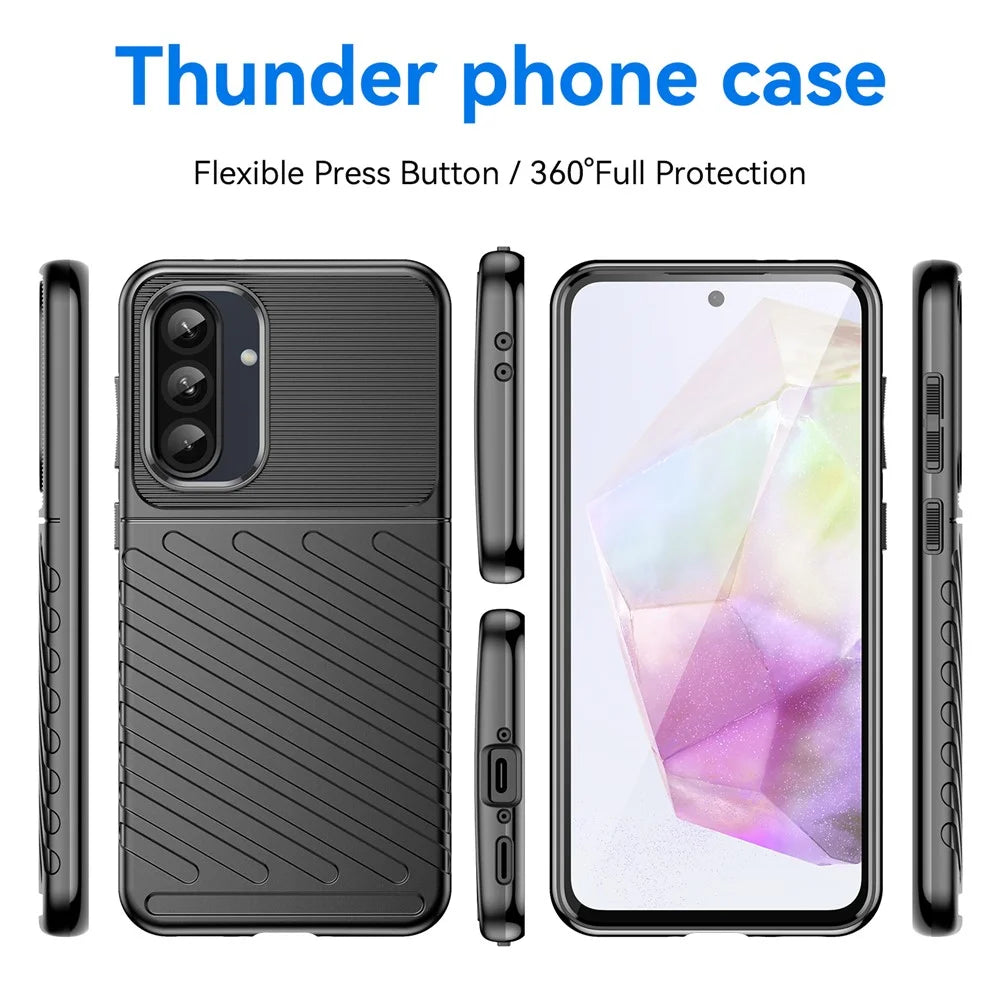 For Samsung Galaxy A36 5G / A56 5G Case Twill Texture TPU Shockproof Protective Phone Cover - Black - 3