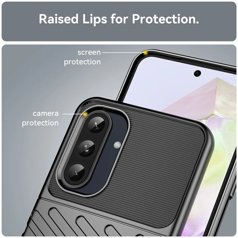For Samsung Galaxy A36 5G / A56 5G Case Twill Texture TPU Shockproof Protective Phone Cover - Black - 7