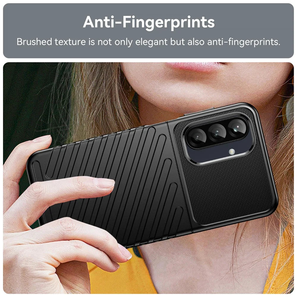 For Samsung Galaxy A26 5G Case Twill Texture TPU Shockproof Protective Phone Cover - Black - 6
