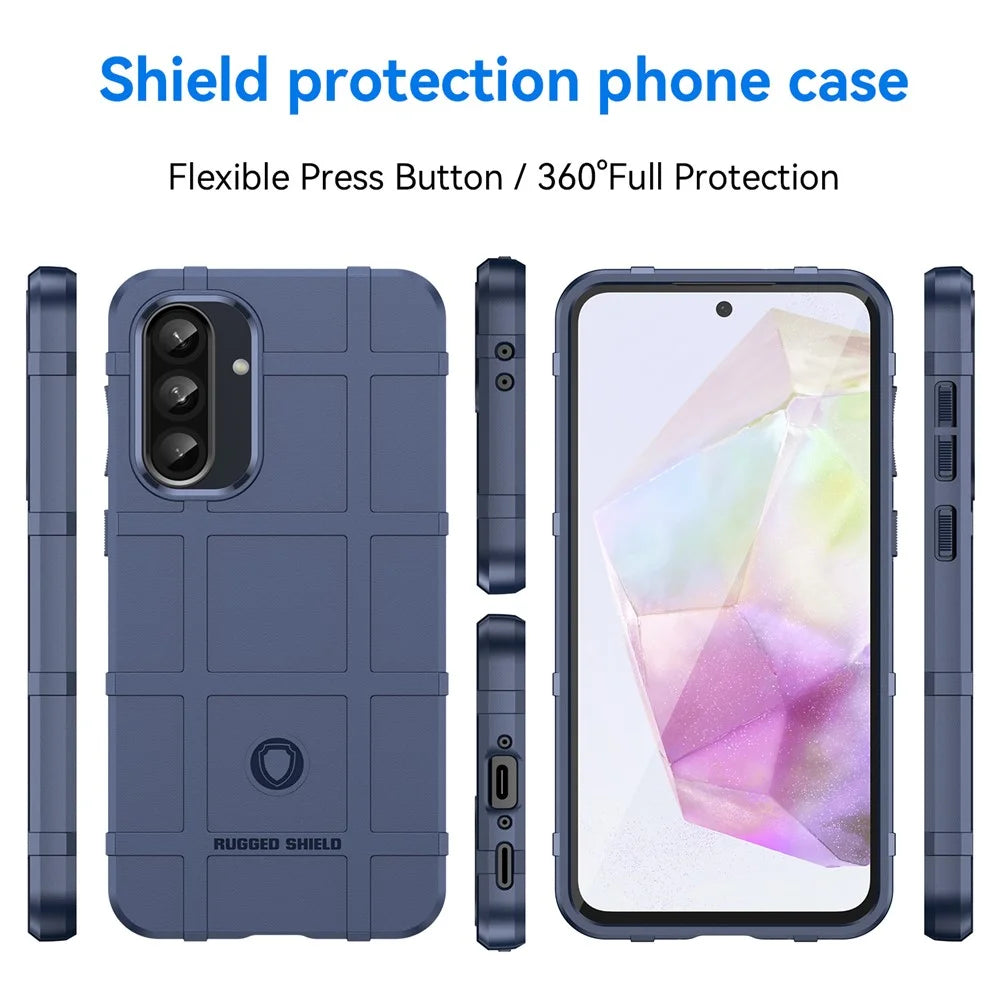 For Samsung Galaxy A56 5G / A36 5G Case Grid Design Soft TPU Scratch-Proof Phone Cover - Blue - 3