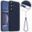 For Samsung Galaxy S25+ Magnetic Case Liquid Silicone Phone Cover with Lanyard - Dark Blue - 1