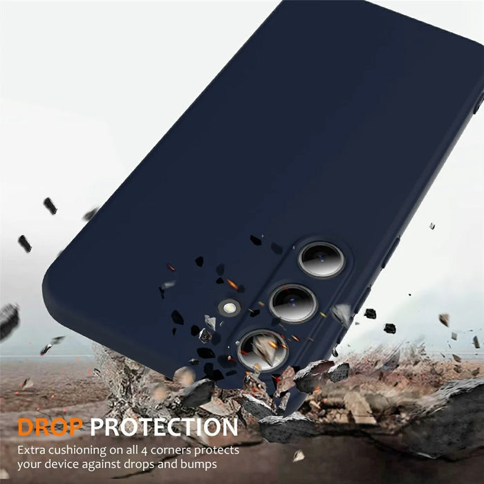For Samsung Galaxy S25+ Magnetic Case Liquid Silicone Phone Cover with Lanyard - Dark Blue - 3