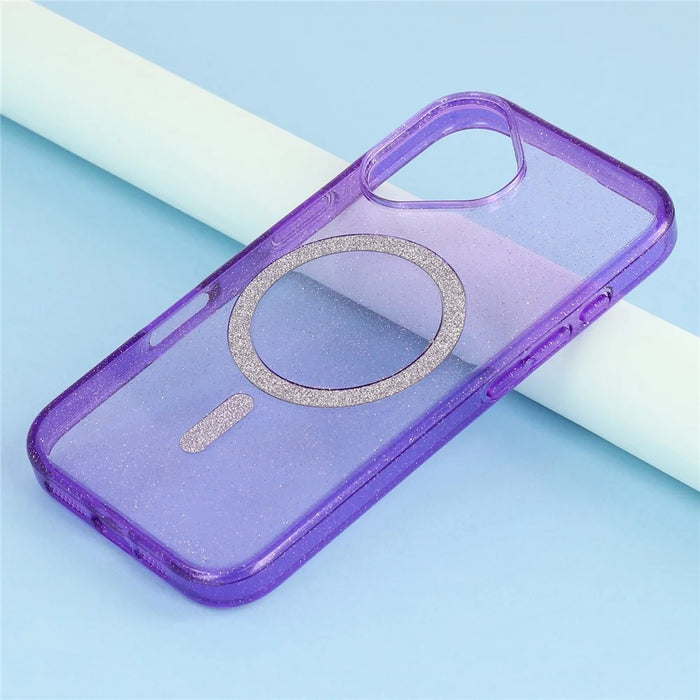 For iPhone 16 Plus Case Compatible with MagSafe 2.0mm PC + TPU Glitter Phone Cover - Purple - 7