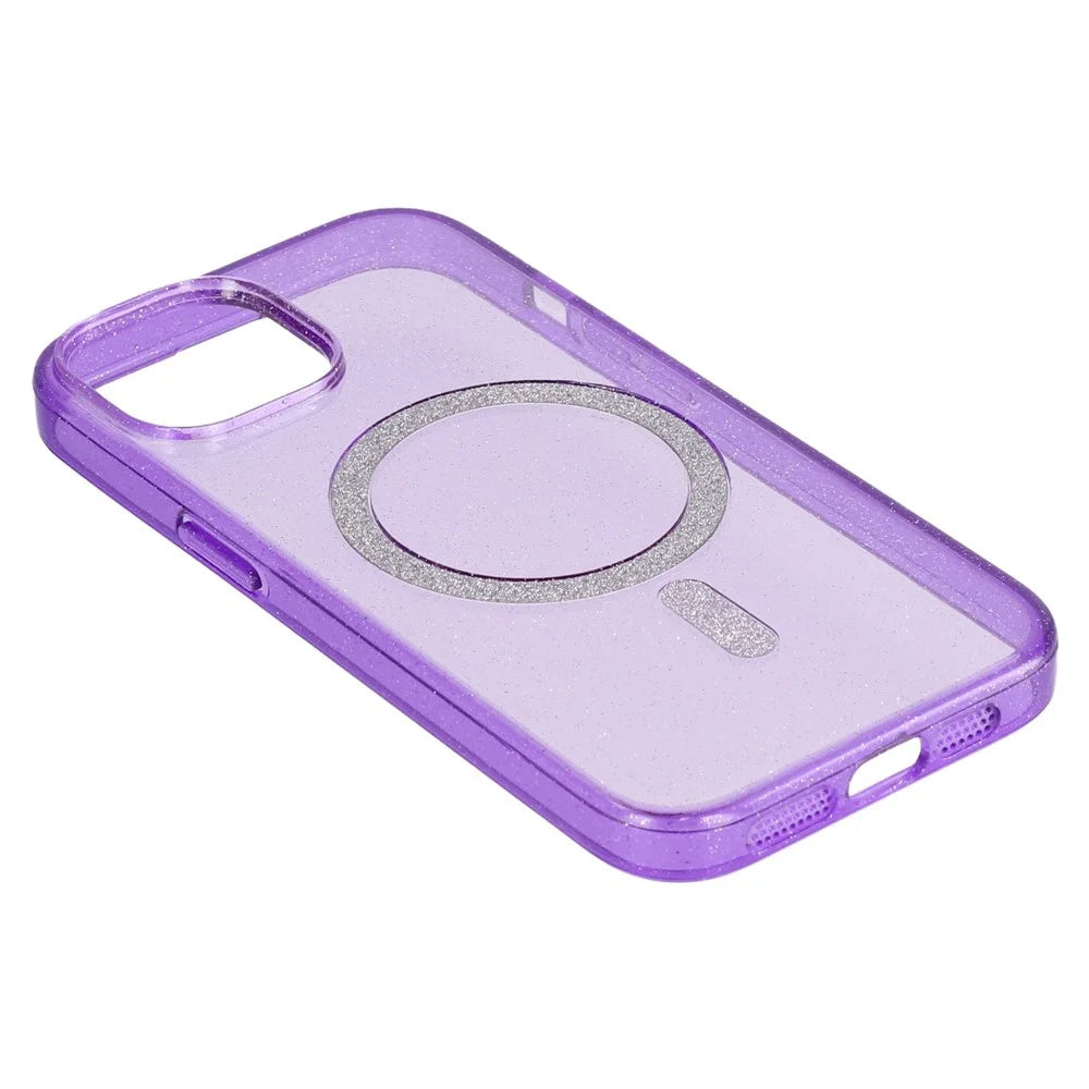 For iPhone 15 Case Compatible with MagSafe 2.0mm PC + TPU Glitter Phone Cover - Purple - 5