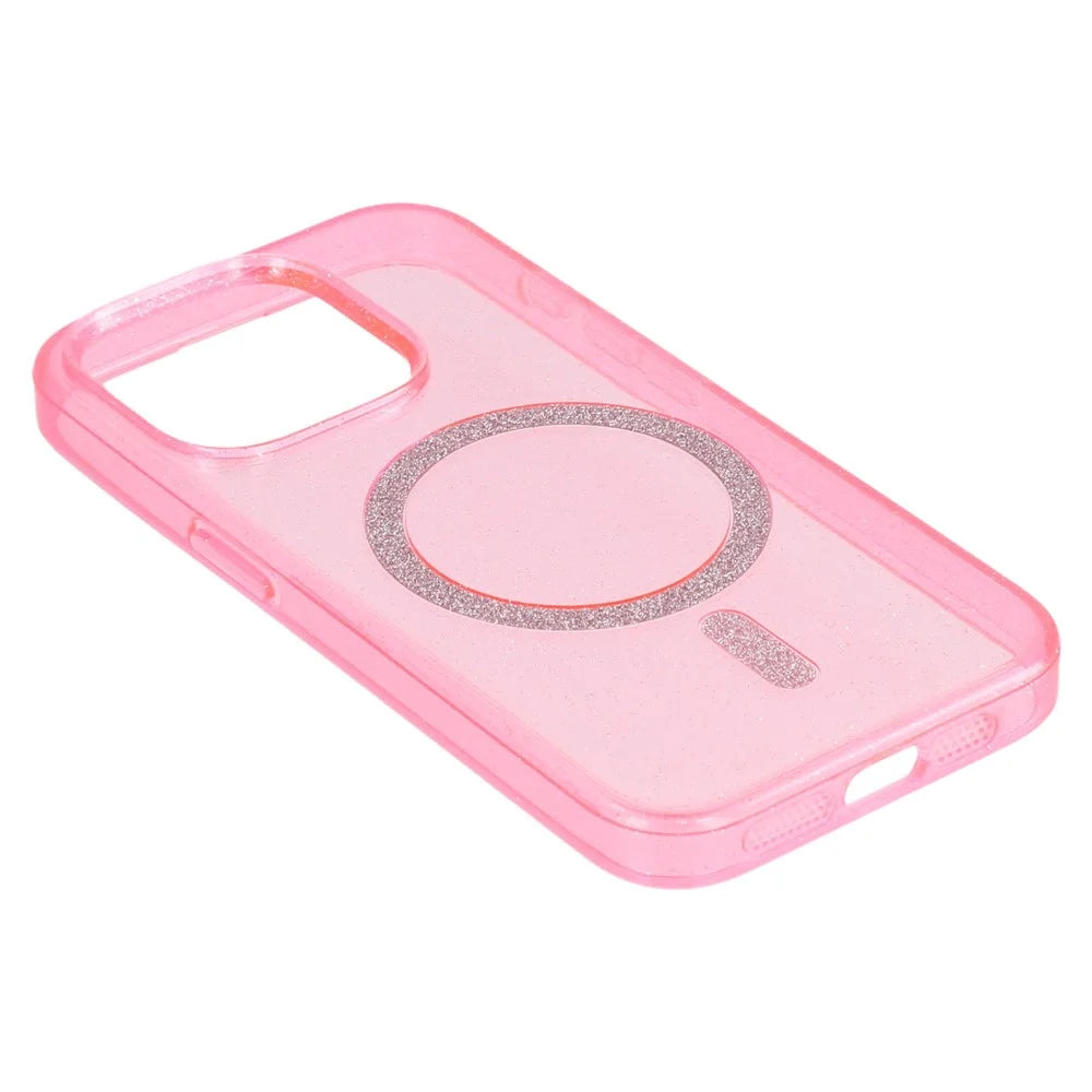 For iPhone 15 Pro Case Compatible with MagSafe 2.0mm PC + TPU Glitter Phone Cover - Pink - 5