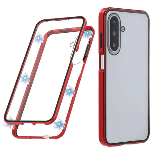 For Samsung Galaxy A26 5G Full Body Case Magnetic Tempered Glass Double-Sided Phone Case - Red - 1