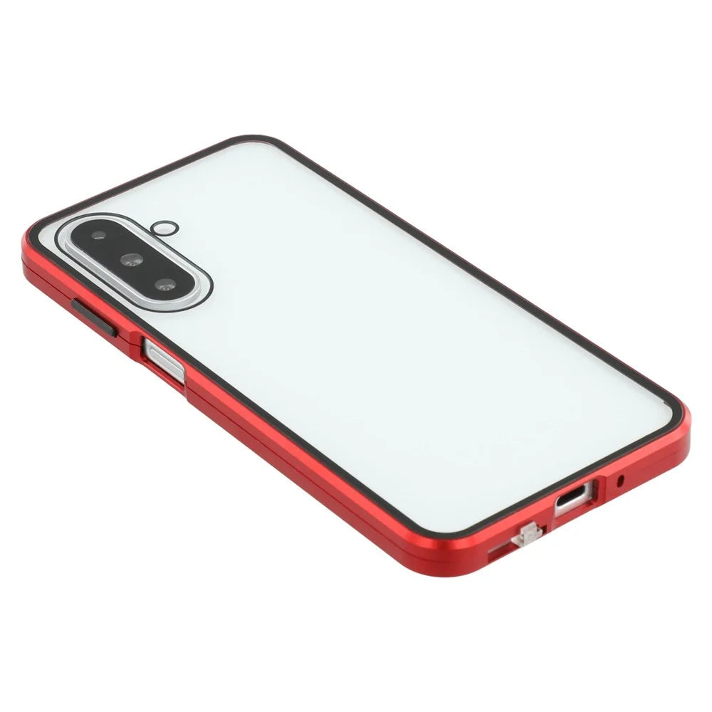 For Samsung Galaxy A26 5G Full Body Case Magnetic Tempered Glass Double-Sided Phone Case - Red - 5
