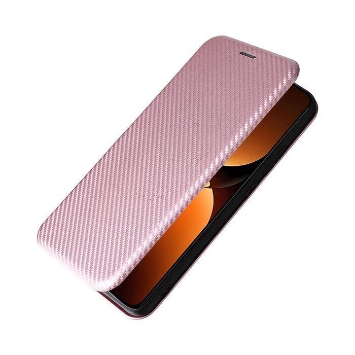 For Realme GT 7 Pro 5G Case Carbon Fiber Texture Drop-Proof PU Leather Phone Cover - Rose Gold - 5