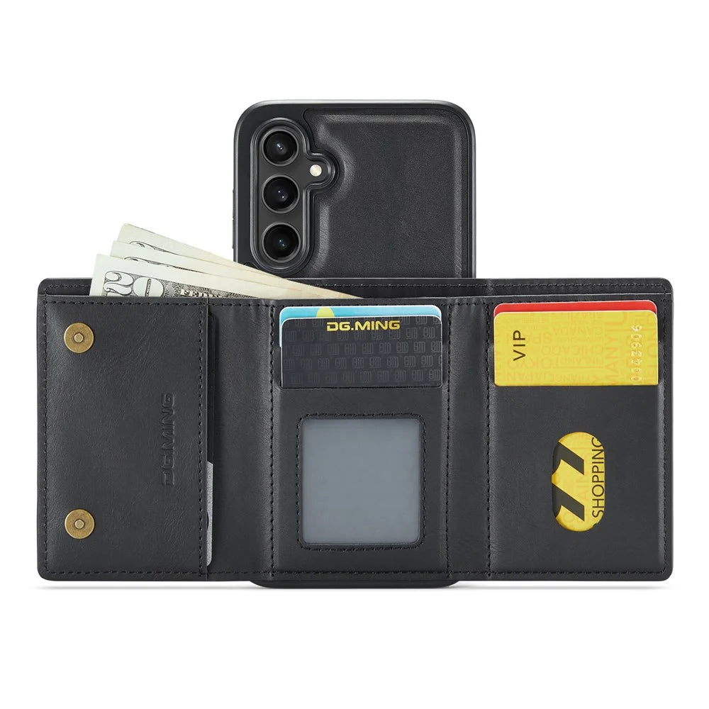 DG.MING M6 Series For Samsung Galaxy S25+ Case Magnetic Wallet PU + PC + TPU Phone Cover - Black - 2