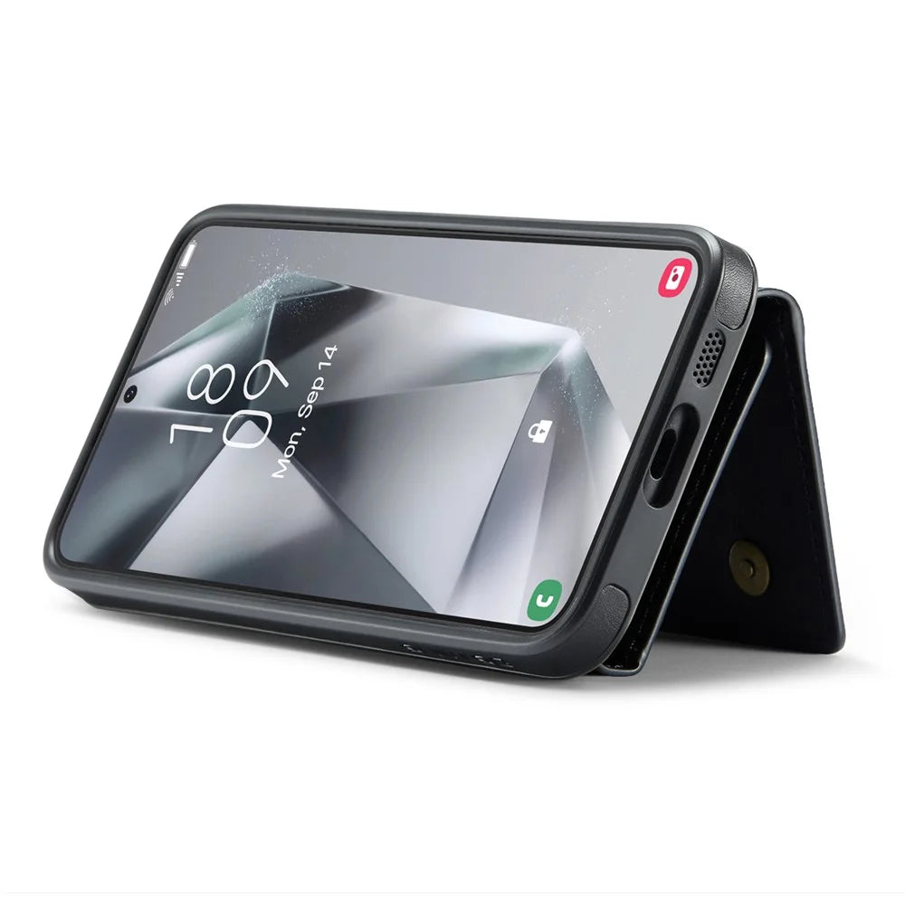 DG.MING M6 Series For Samsung Galaxy S25+ Case Magnetic Wallet PU + PC + TPU Phone Cover - Black - 3