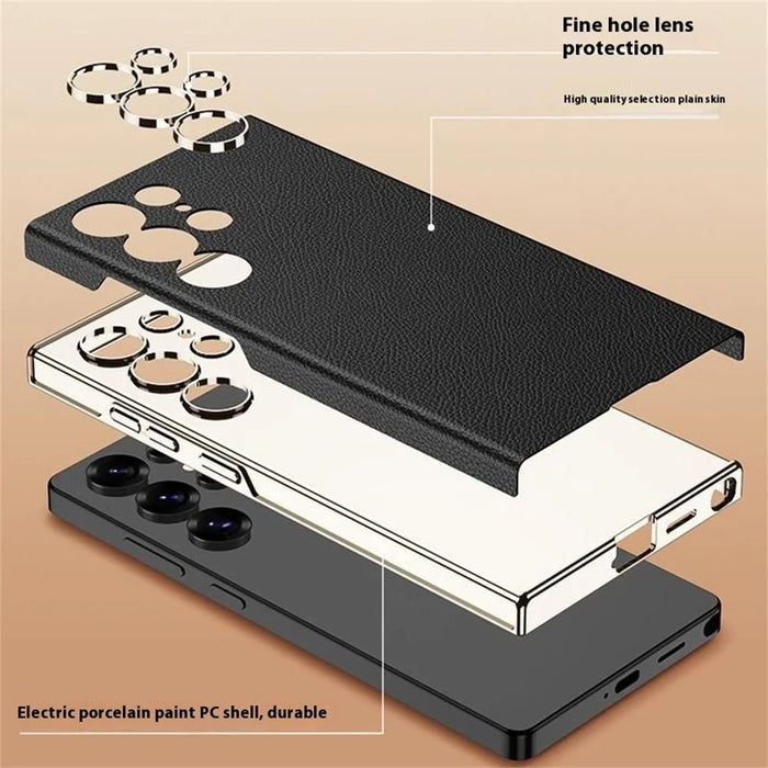GKK For Samsung Galaxy S25 Ultra Case Electroplated PU + PC Phone Back Cover - Black - 2