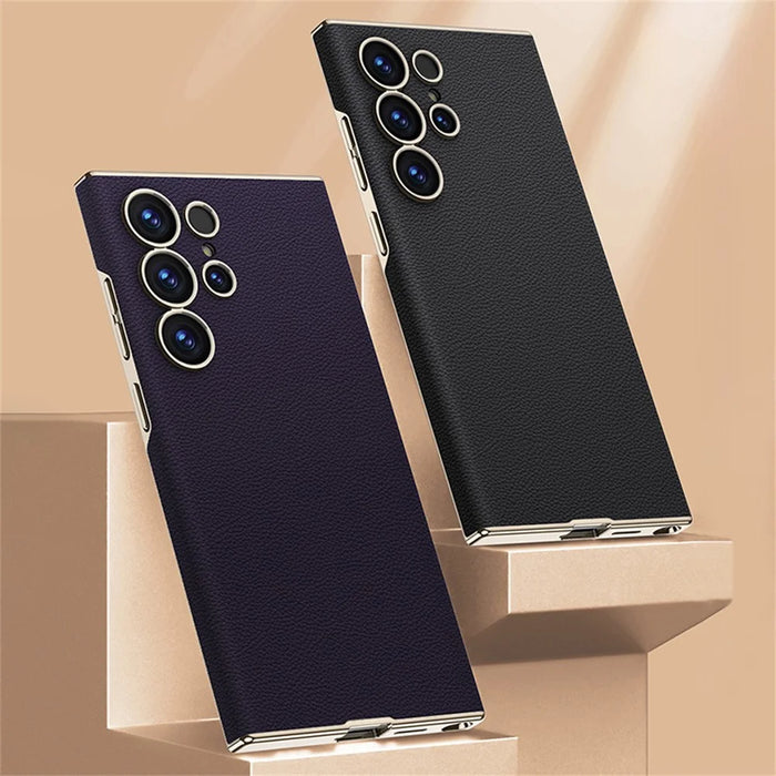 GKK For Samsung Galaxy S24 Ultra Case Electroplated PU + PC Phone Back Cover - Black - 6
